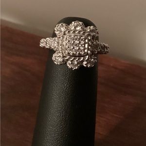 Judith Ripka sterling silver diamonique flower style ring